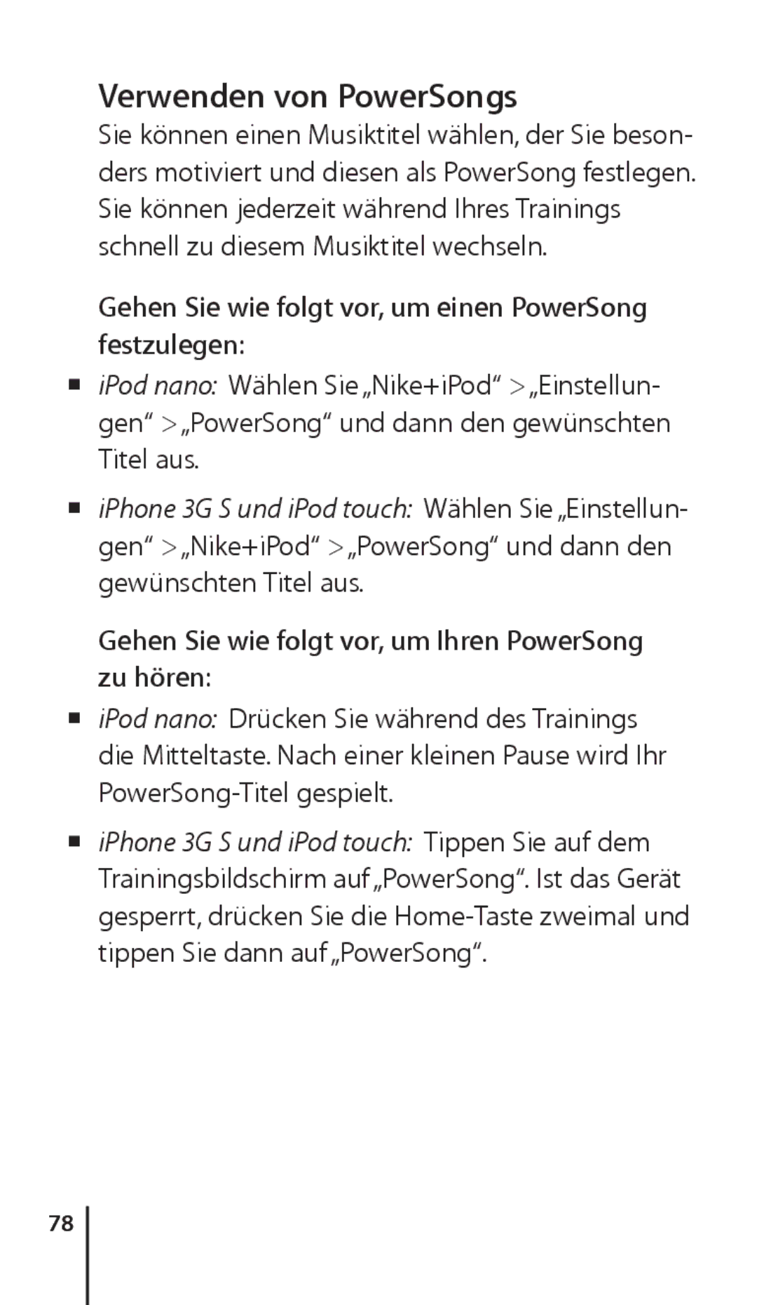 Apple ZM034-4945-A manual Verwenden von PowerSongs, Gehen Sie wie folgt vor, um einen PowerSong festzulegen 