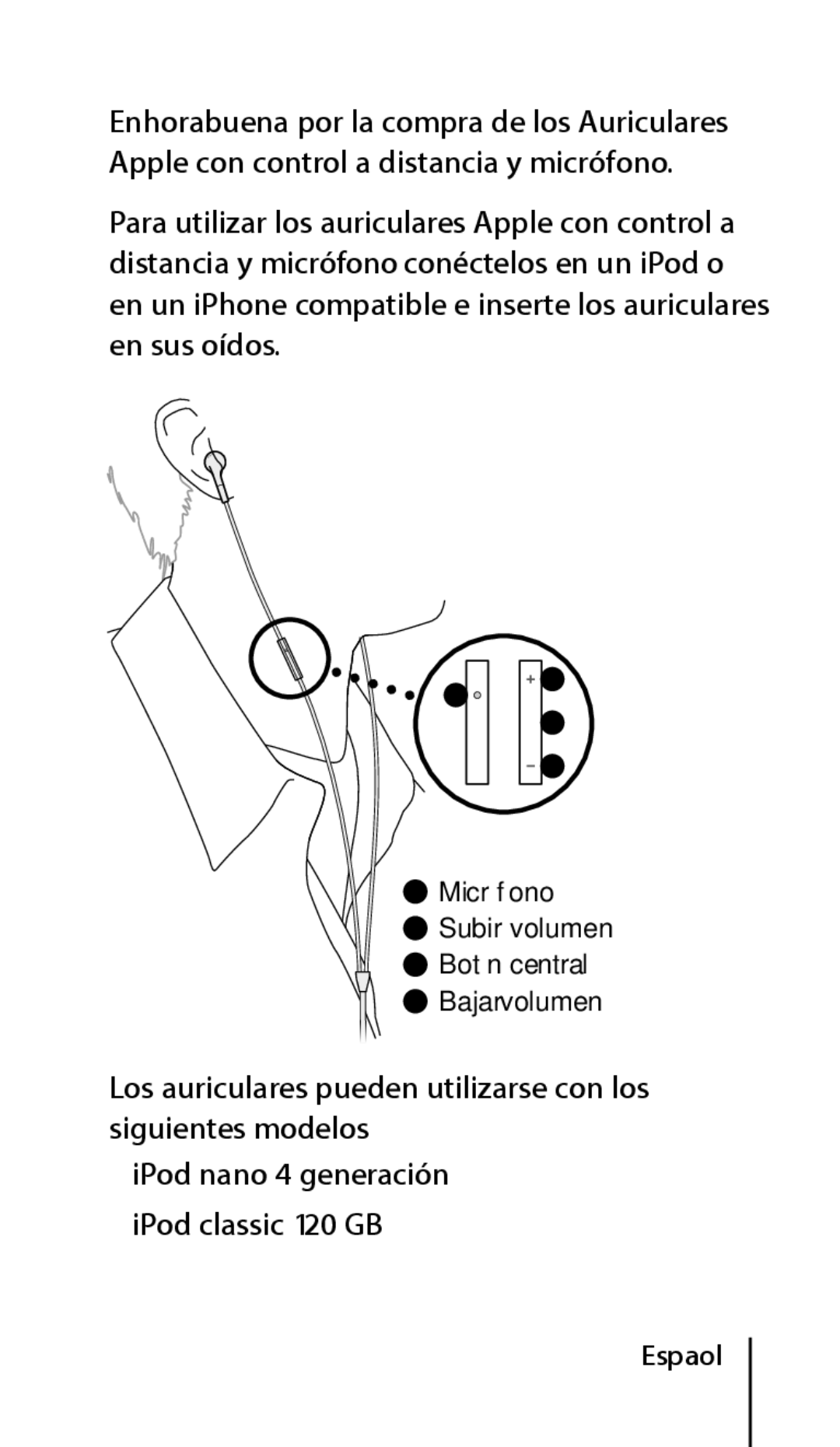 Apple ZM034-4956-A manual Los auriculares pueden utilizarse con los siguientes modelos 