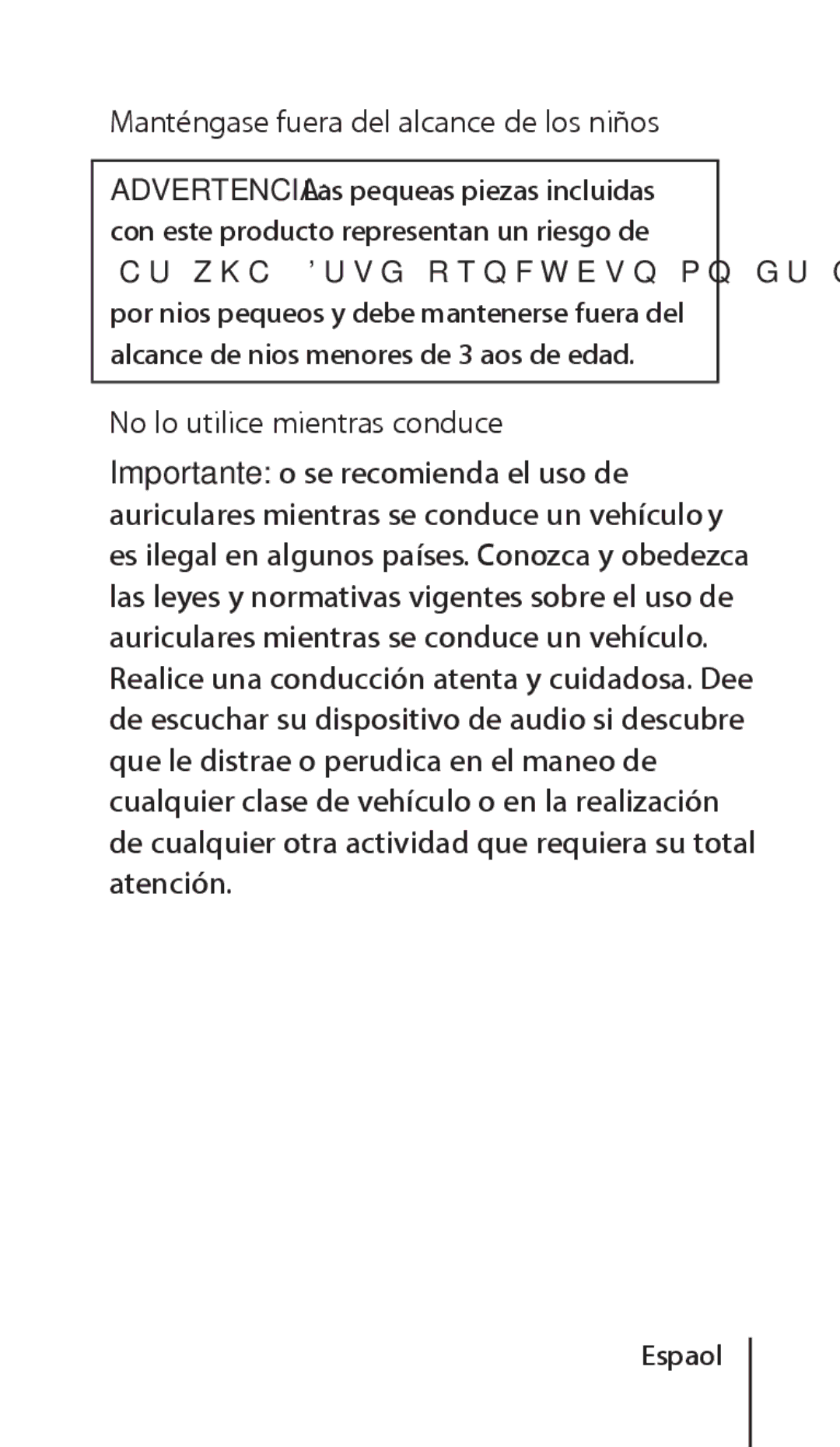 Apple ZM034-4956-A manual Manténgase fuera del alcance de los niños, No lo utilice mientras conduce 