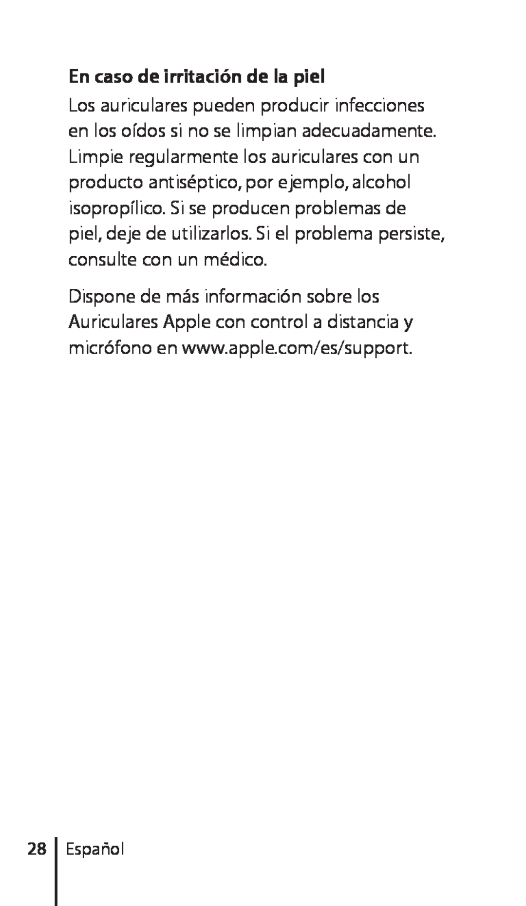 Apple ZM034-4956-A manual En caso de irritación de la piel 