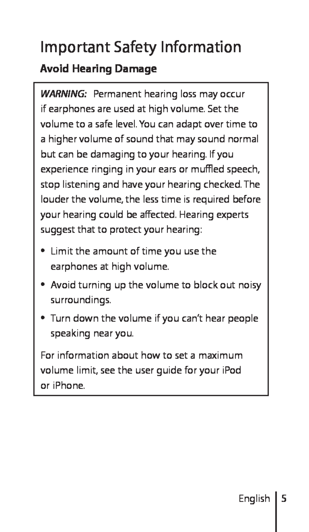 Apple ZM034-4956-A manual Important Safety Information, Avoid Hearing Damage 