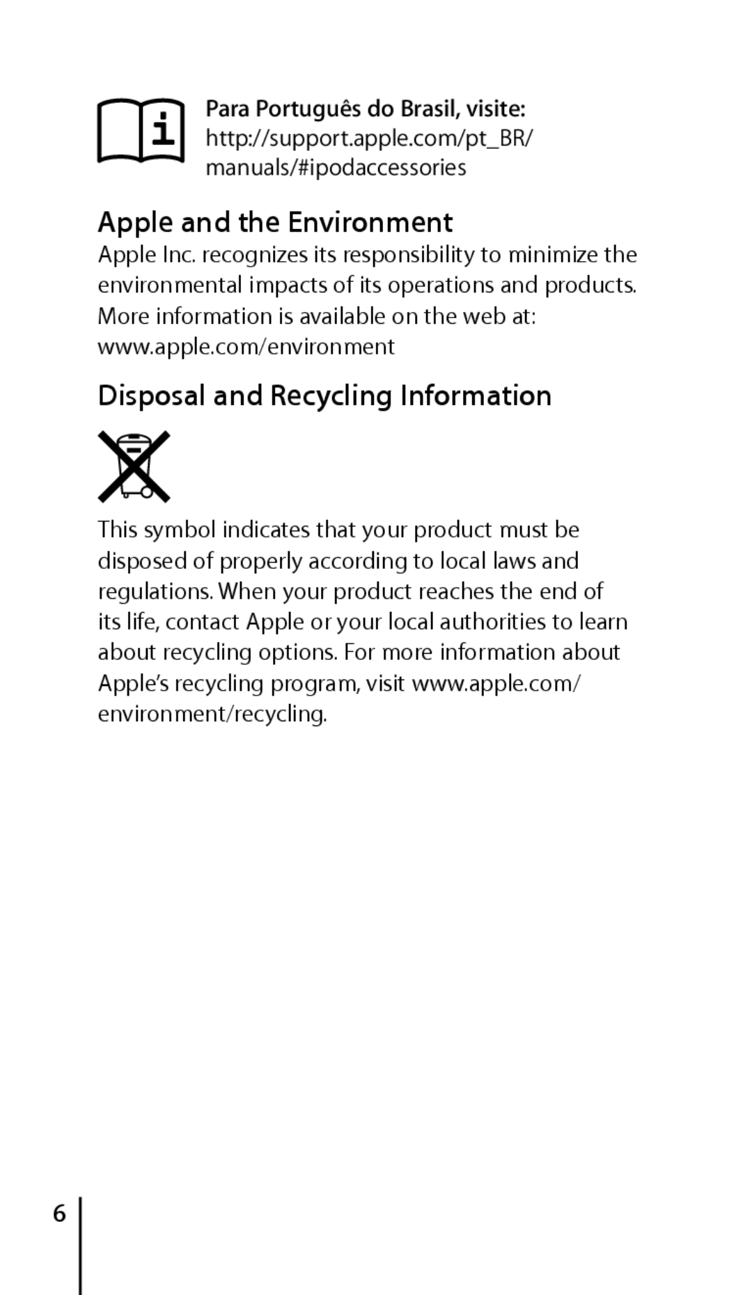 Apple ZM034-5110-A manual Apple and the Environment Disposal and Recycling Information 