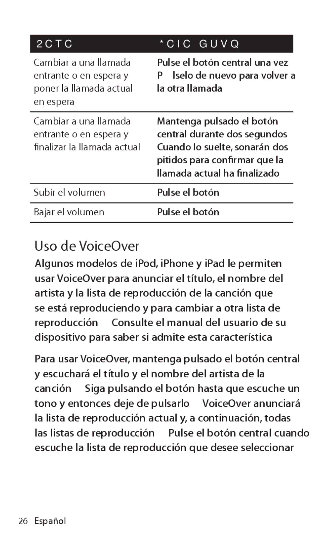 Apple ZM034-5431-A manual Uso de VoiceOver 