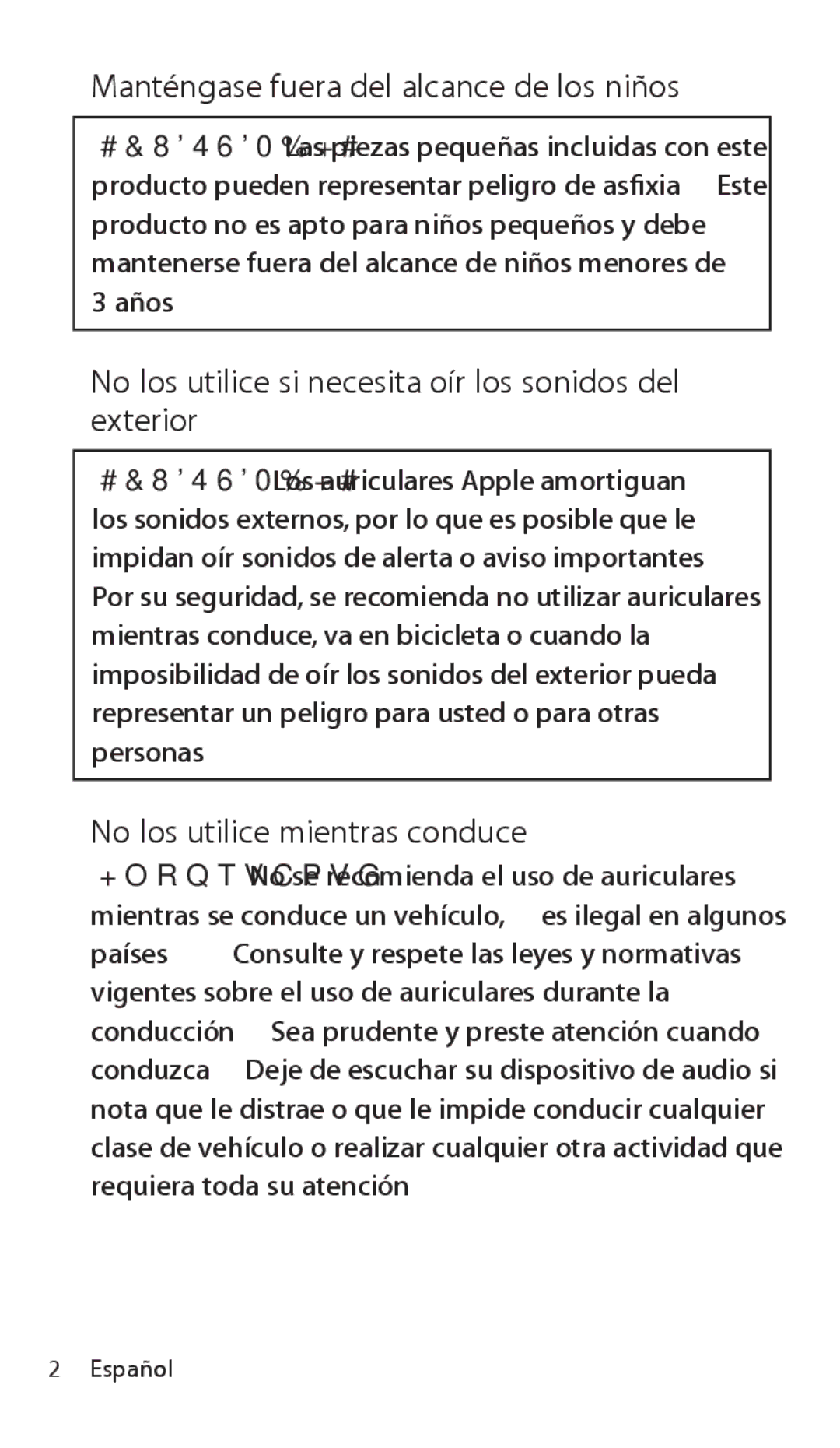 Apple ZM034-5431-A Manténgase fuera del alcance de los niños, No los utilice si necesita oír los sonidos del exterior 