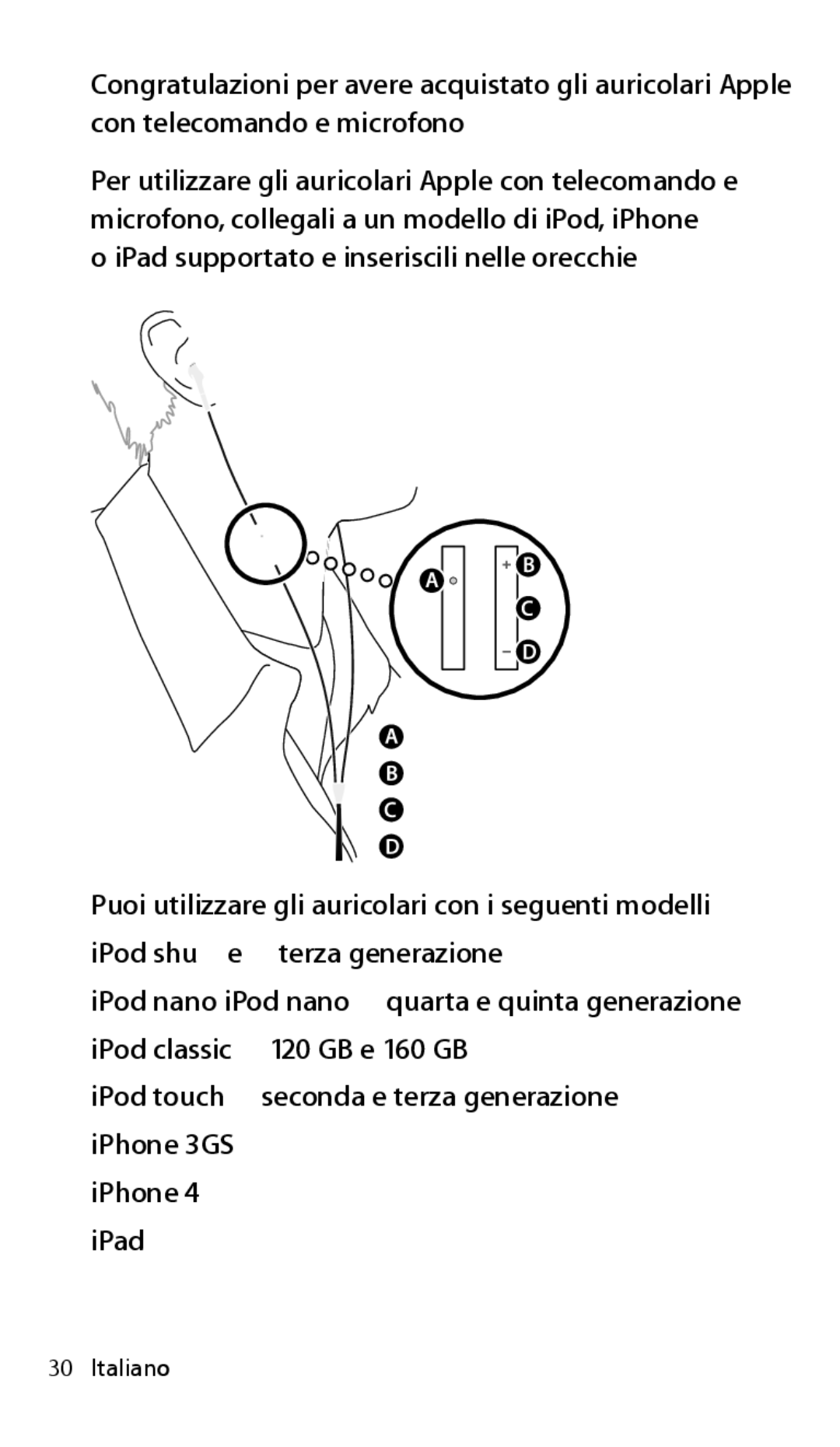 Apple ZM034-5431-A manual IPad supportato e inseriscili nelle orecchie 