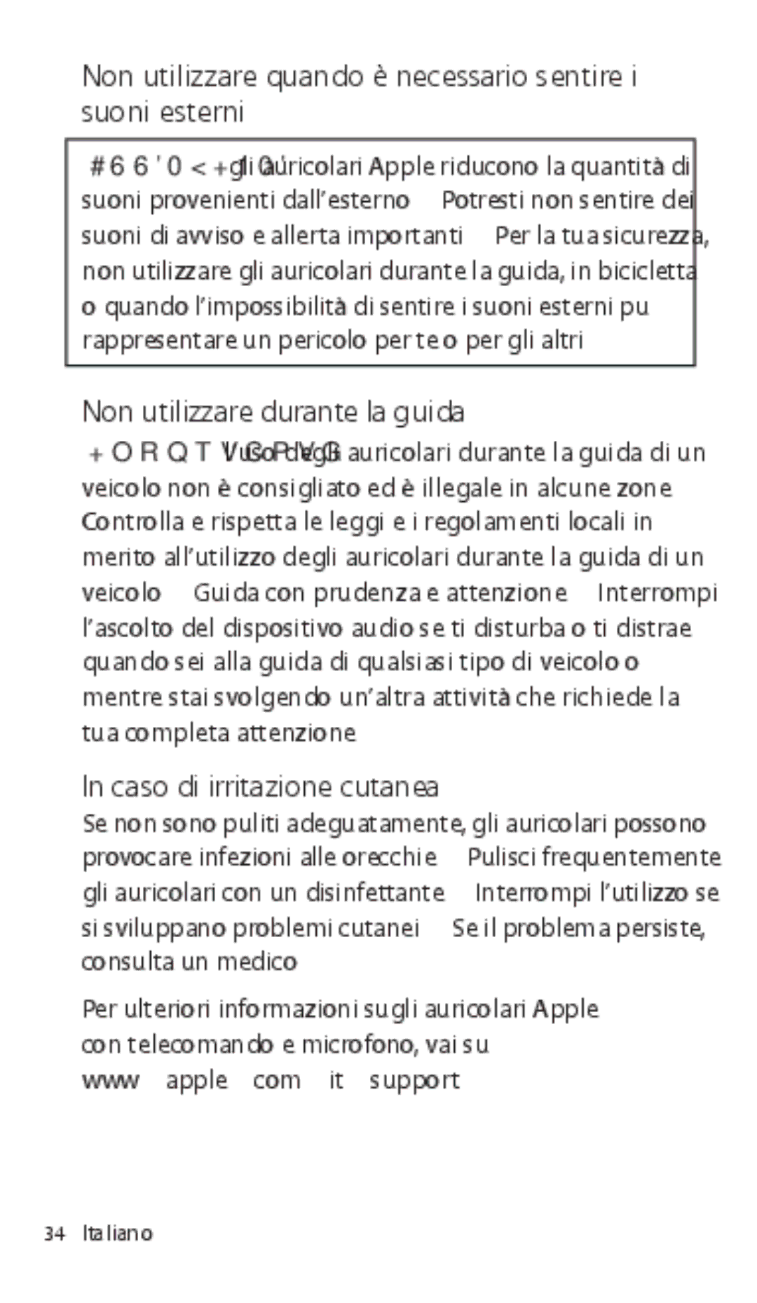 Apple ZM034-5431-A manual Non utilizzare quando è necessario sentire i suoni esterni, Non utilizzare durante la guida 