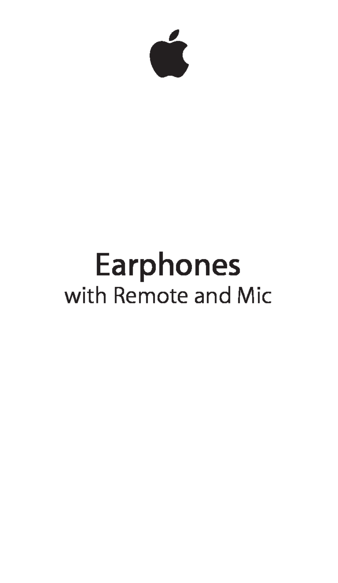 Apple ZM034-5431-A manual Earphones, with Remote and Mic 