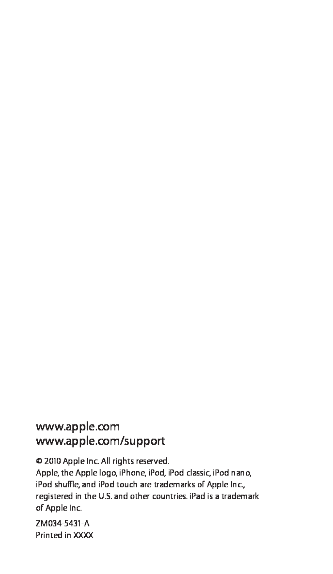 Apple ZM034-5431-A manual Apple Inc. All rights reserved 