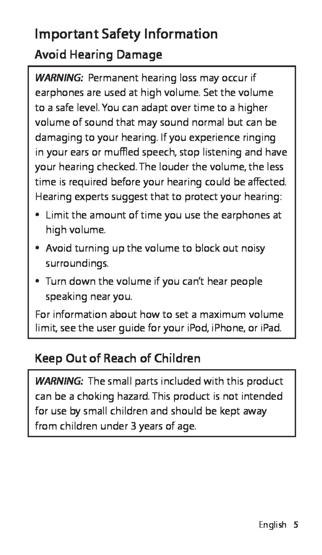 Apple ZM034-5431-A manual Important Safety Information, Avoid Hearing Damage, Keep Out of Reach of Children 