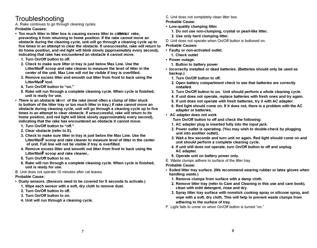 Applica LM680 manual Troubleshooting 