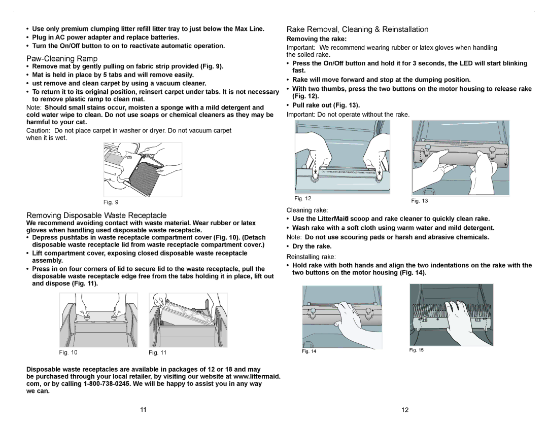 Applica LM680 manual Important Do not operate without the rake, Cleaning rake, Reinstalling rake 