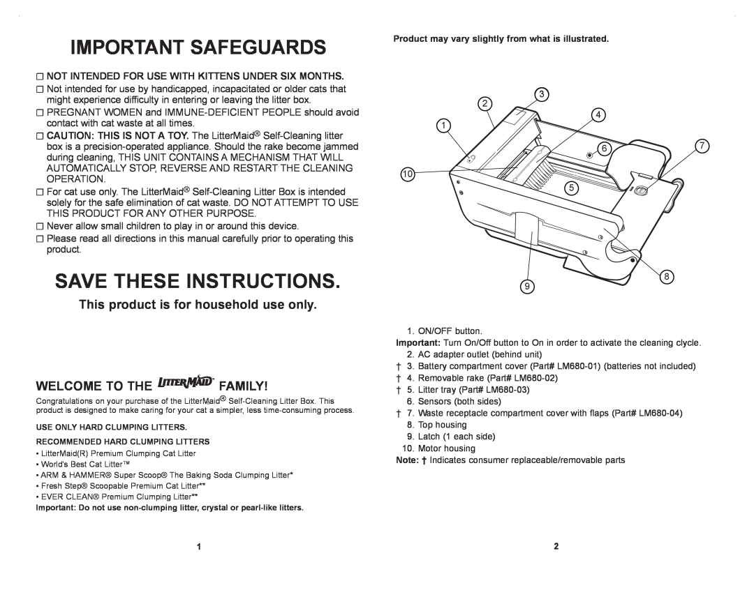 Applica LM680 Important Safeguards, Save These Instructions, This product is for household use only, Welcome To The Family 