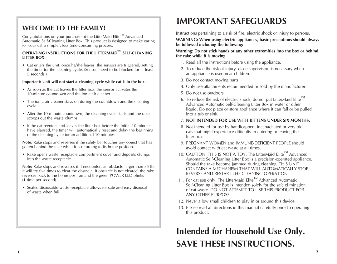 Applica LME5000 manual Important Safeguards 