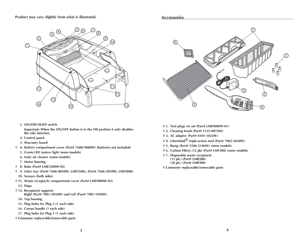 Applica LME9000 manual Accessories, Product may vary slightly from what is illustrated 