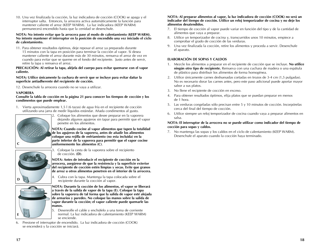 Applica RC6438 manual Desenchufe la arrocera cuando no se vaya a utilizar 