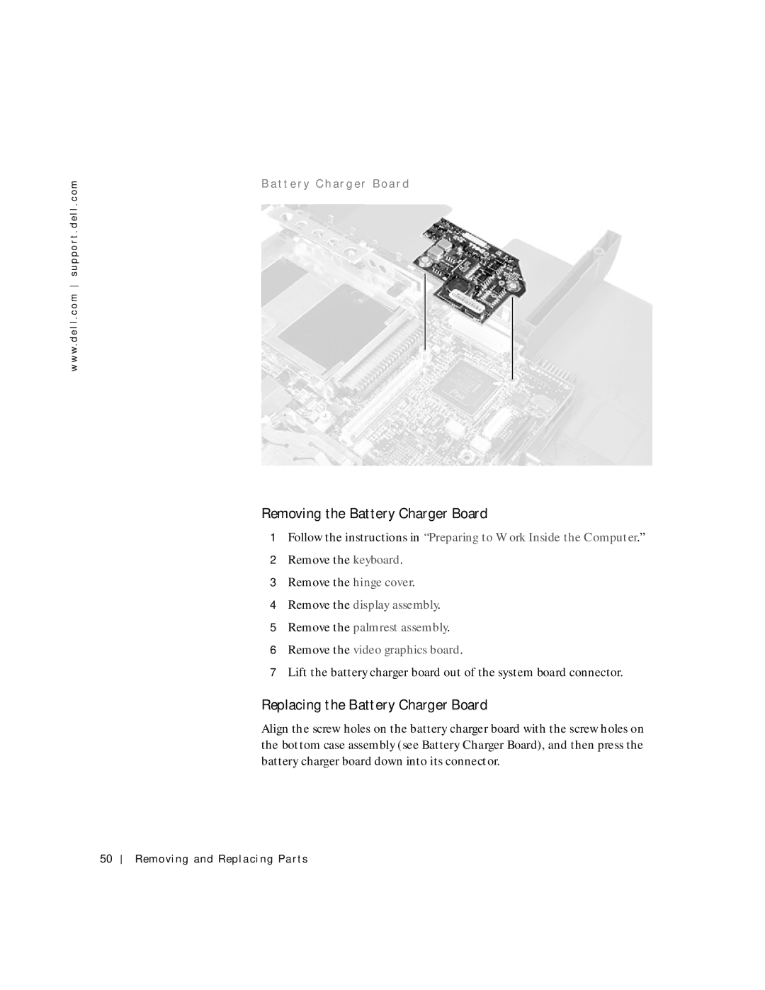 Applied Energy Products C800 service manual Removing the Battery Charger Board, Replacing the Battery Charger Board 