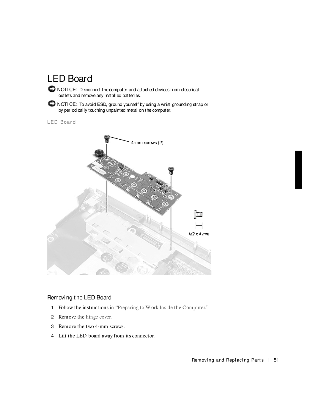 Applied Energy Products C800 service manual Removing the LED Board, ED Bo a r d 