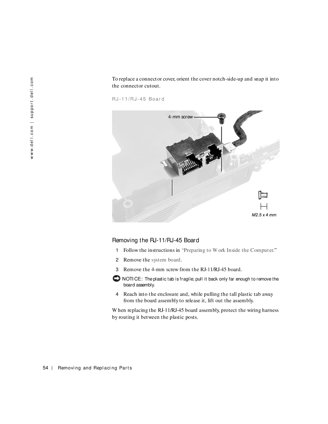 Applied Energy Products C800 service manual Removing the RJ-11/RJ-45 Board, 1 1 /R J 45 Bo a r d 