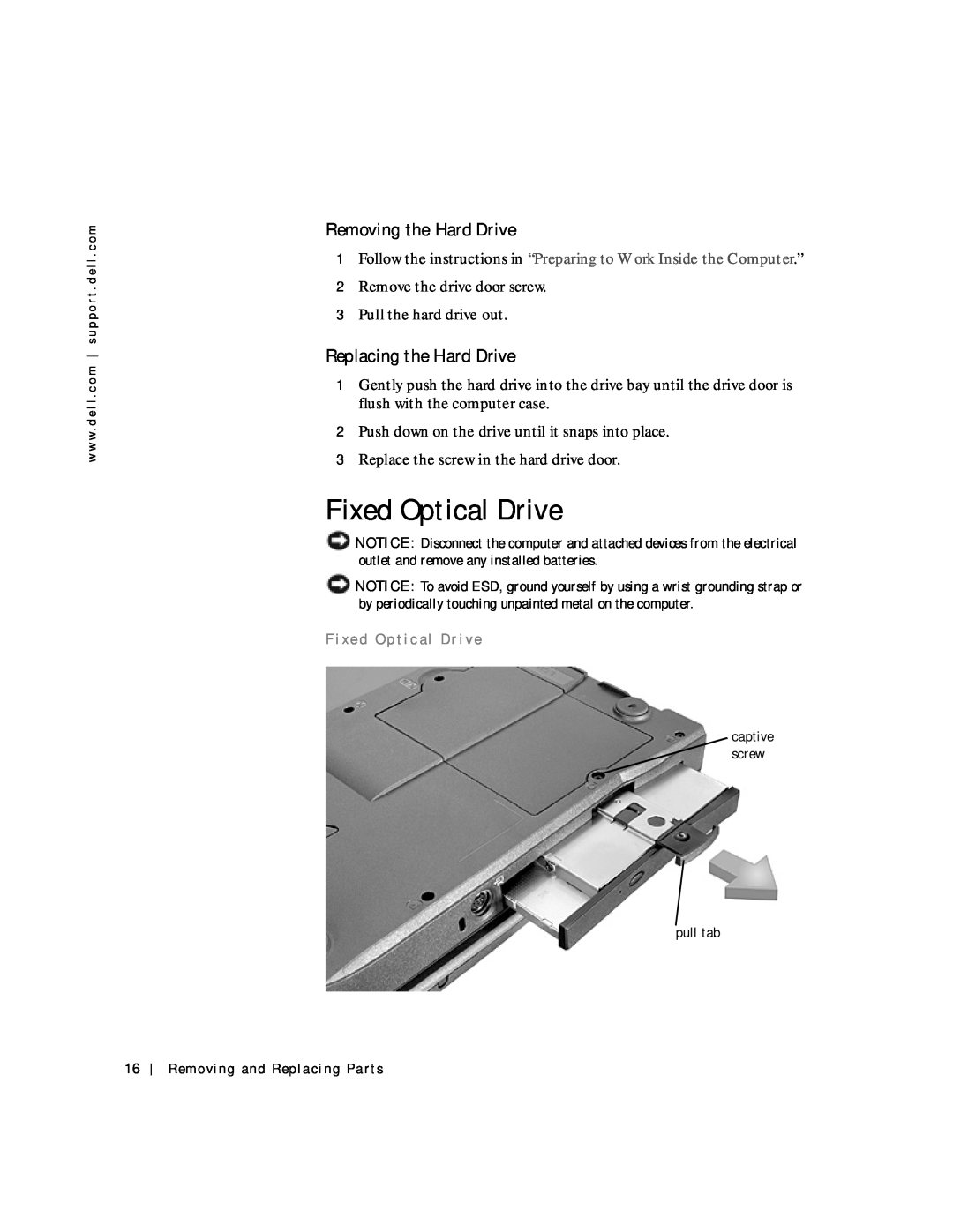 Applied Energy Products C800 service manual Fixed Optical Drive, Removing the Hard Drive, Replacing the Hard Drive 