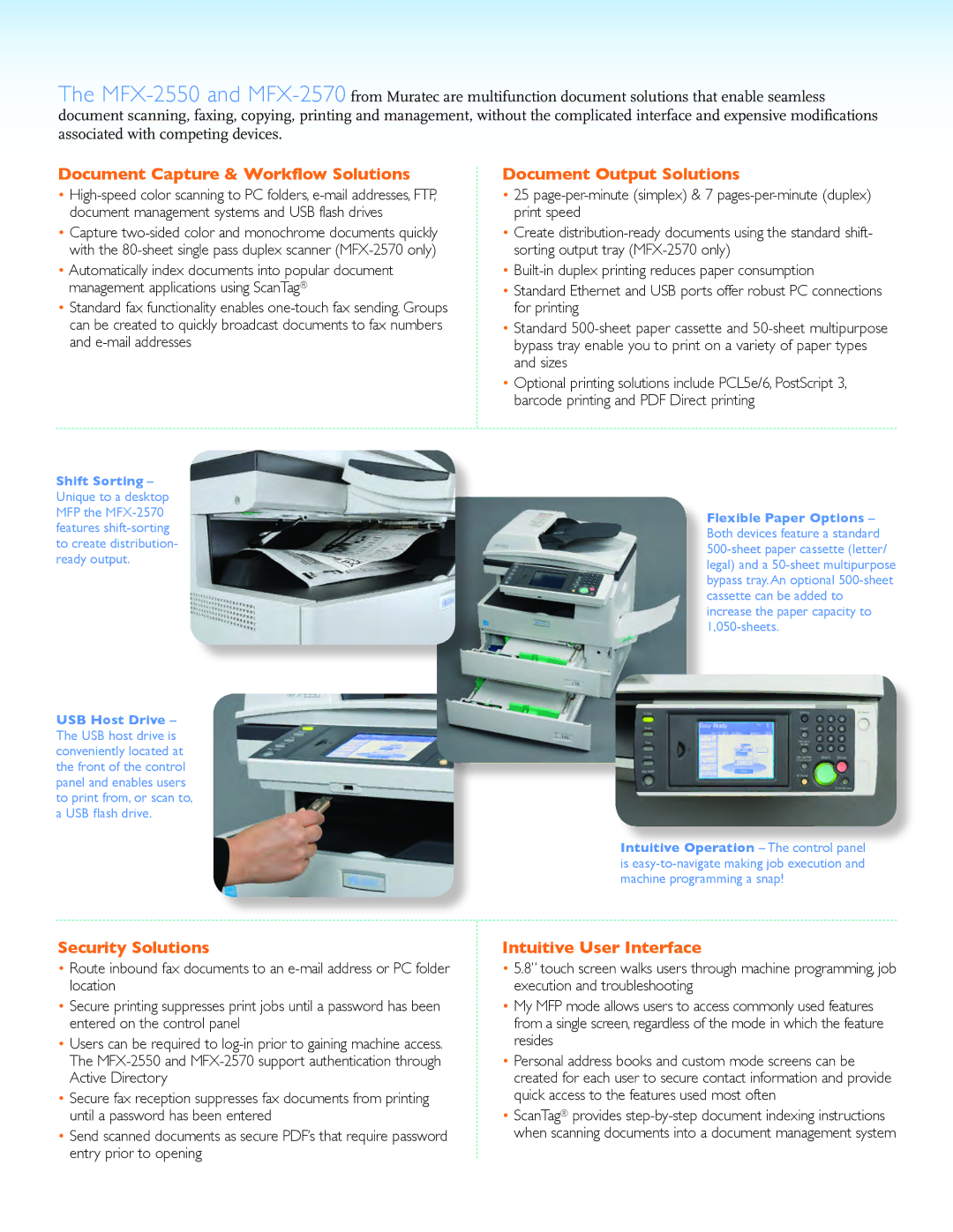 Applied Energy Products MFX - 2550/ MFX manual Document Capture & Workflow Solutions, Document Output Solutions 