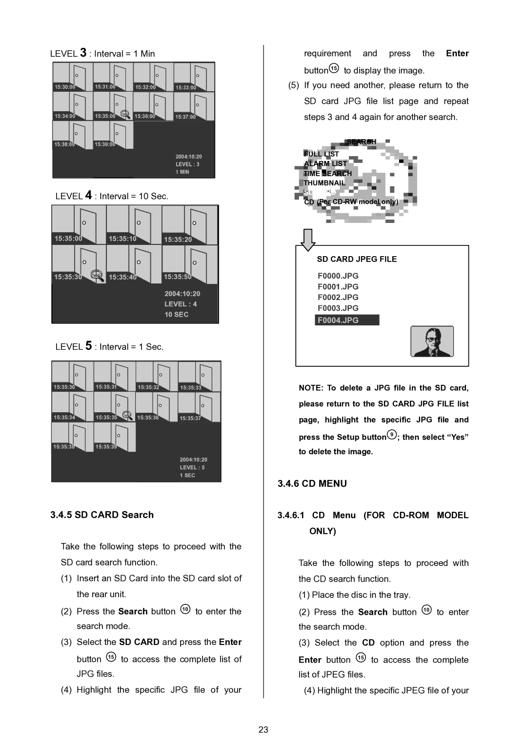 Approach Tech DVR-3024 manual SD Card Search, CD Menu for CD-ROM Model only 