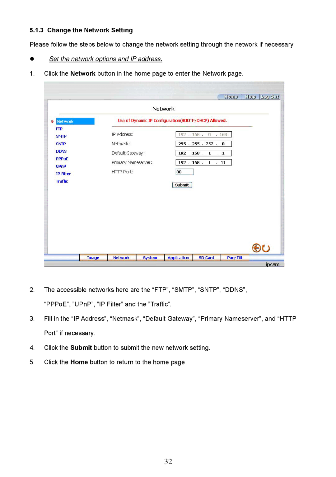 Approach Tech LC-7314 manual Change the Network Setting 