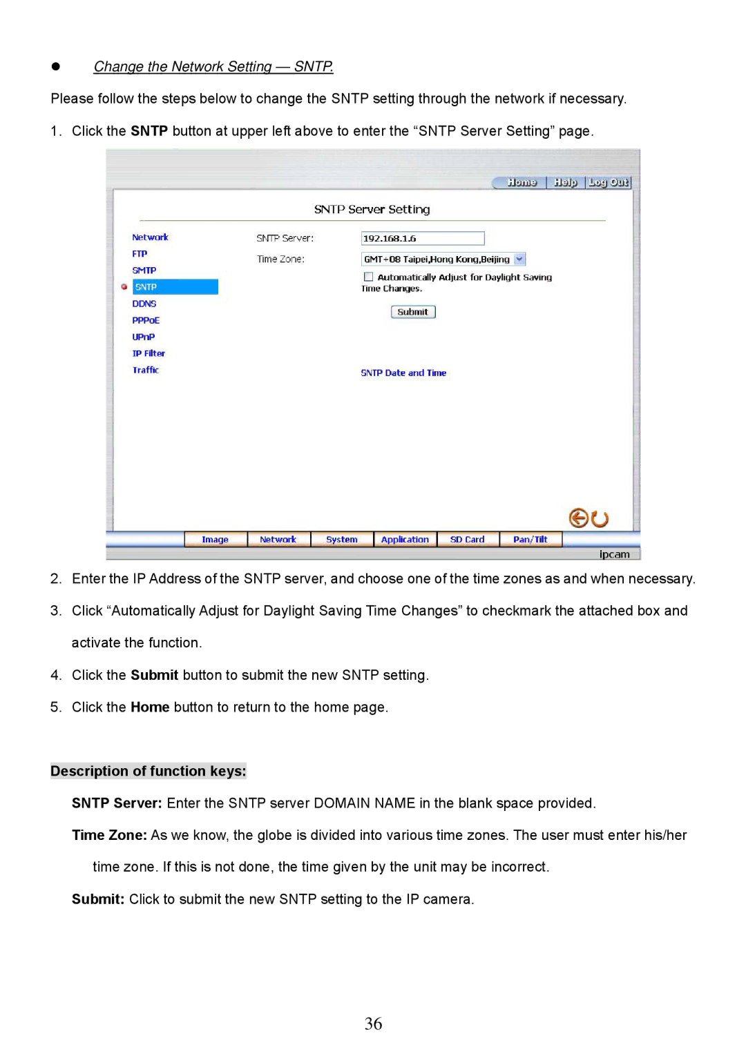 Approach Tech LC-7314 manual Change the Network Setting Sntp 