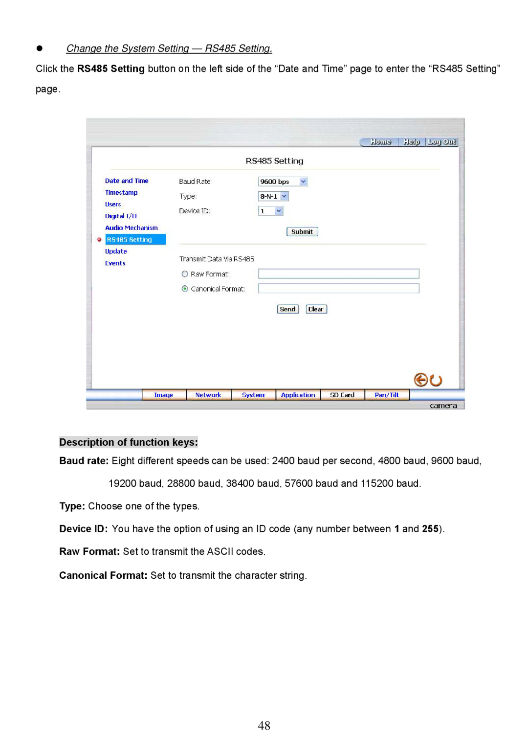 Approach Tech LC-7314 manual Change the System Setting RS485 Setting 