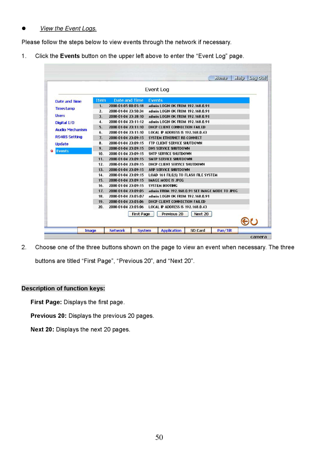 Approach Tech LC-7314 manual View the Event Logs 