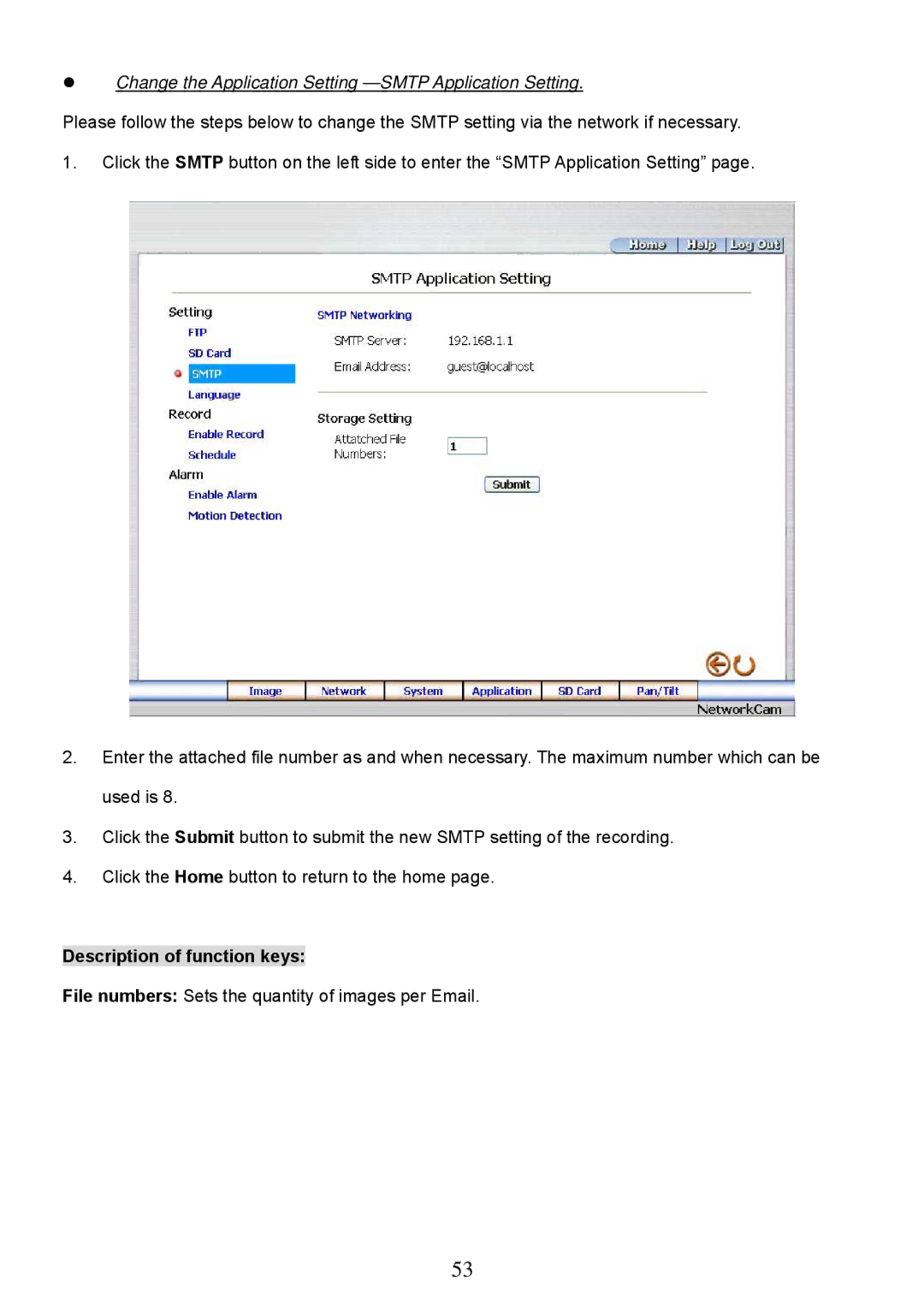 Approach Tech LC-7314 manual Change the Application Setting -SMTP Application Setting 