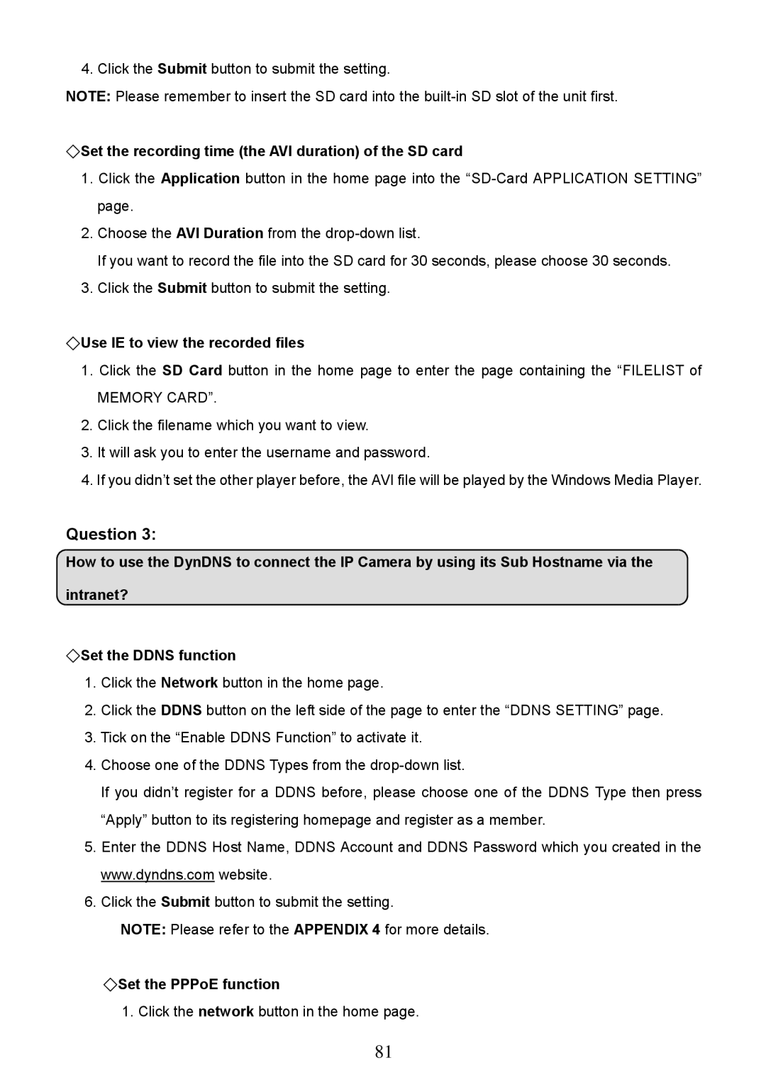 Approach Tech LC-7314 manual Set the recording time the AVI duration of the SD card, Use IE to view the recorded files 