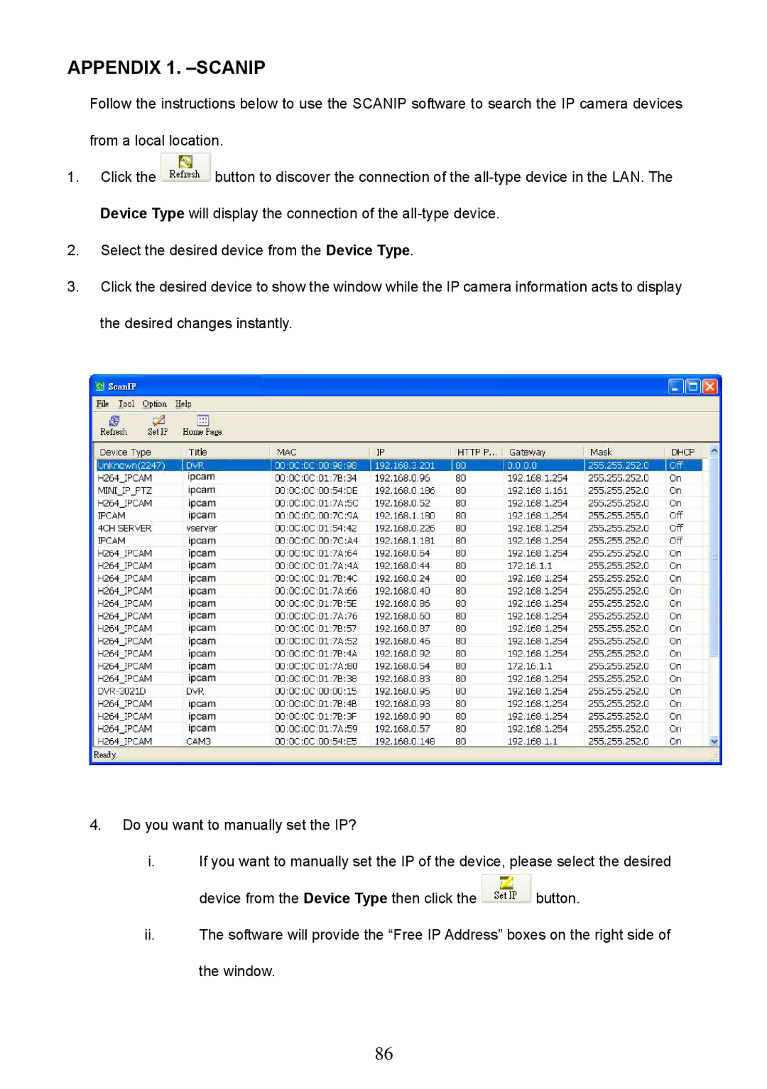 Approach Tech LC-7314 manual Appendix 1. -SCANIP 