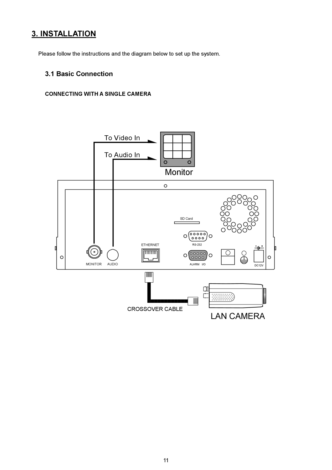 Approach Tech NVR-2018 manual Basic Connection, Connecting with a Single Camera 