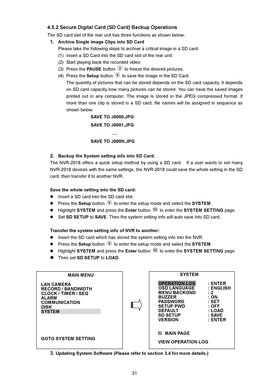 Approach Tech NVR-2018 manual Secure Digital Card SD Card Backup Operations 