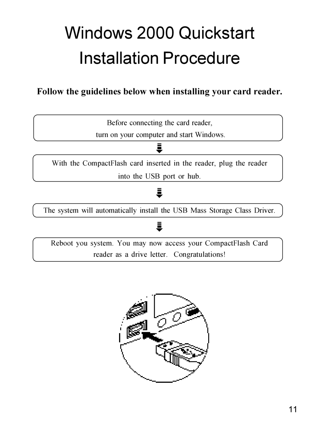 Apricorn 09N0692 user manual Windows 2000 Quickstart Installation Procedure 