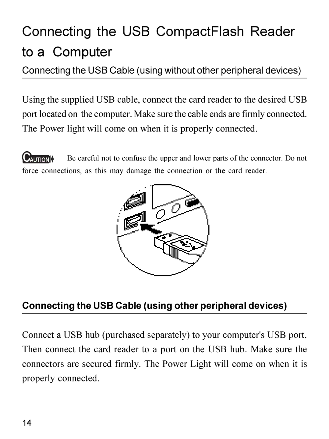 Apricorn 09N0692 user manual Connecting the USB CompactFlash Reader to a Computer 