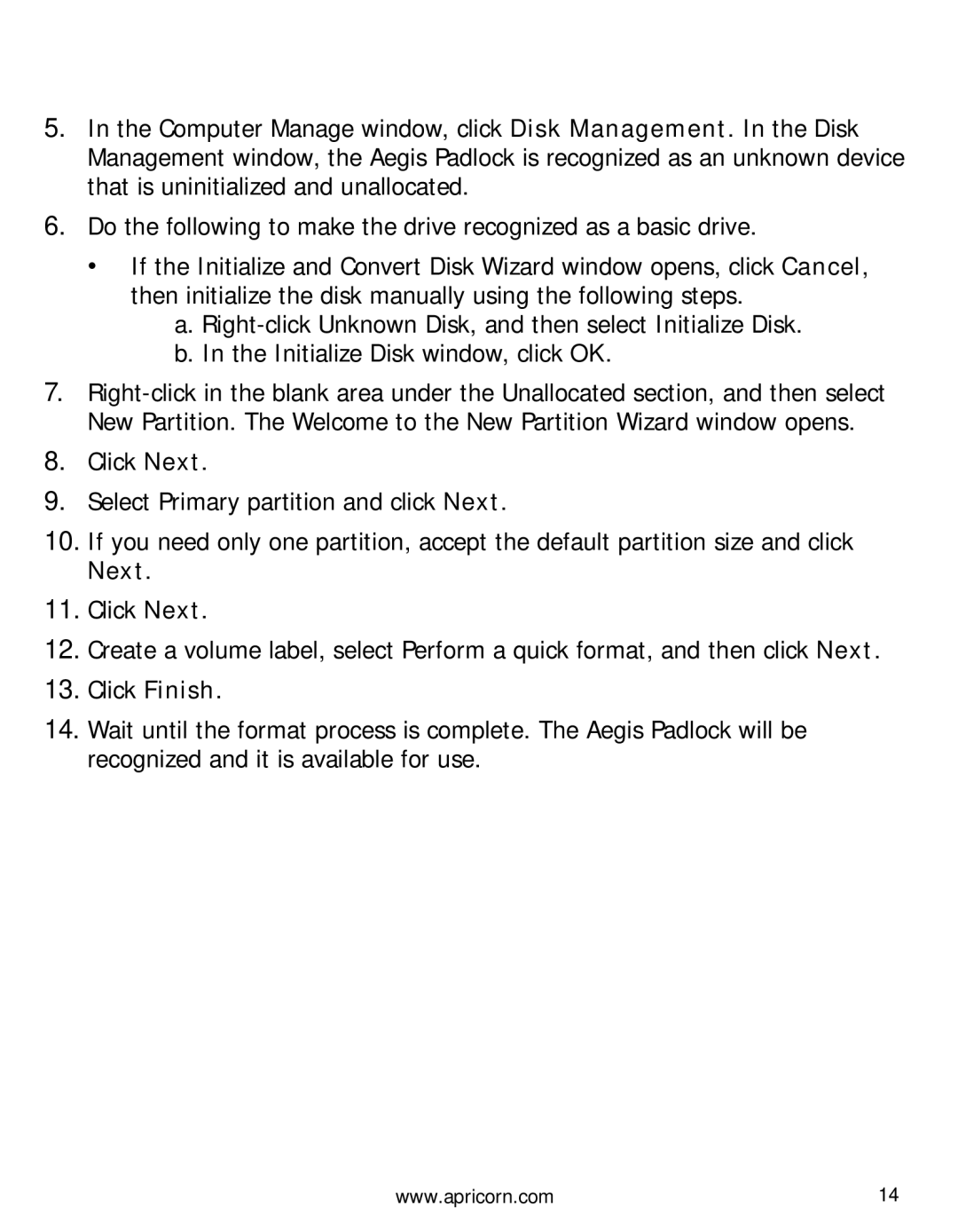 Apricorn A25PL256S256 user manual 