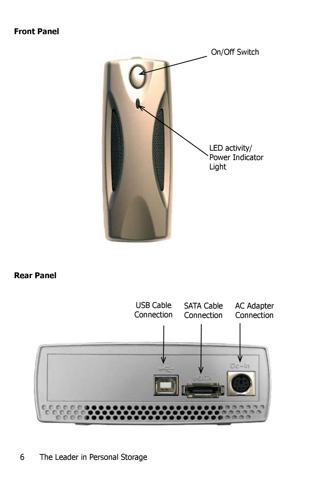 Apricorn EZ Bus DTS manual Front Panel, Rear Panel 