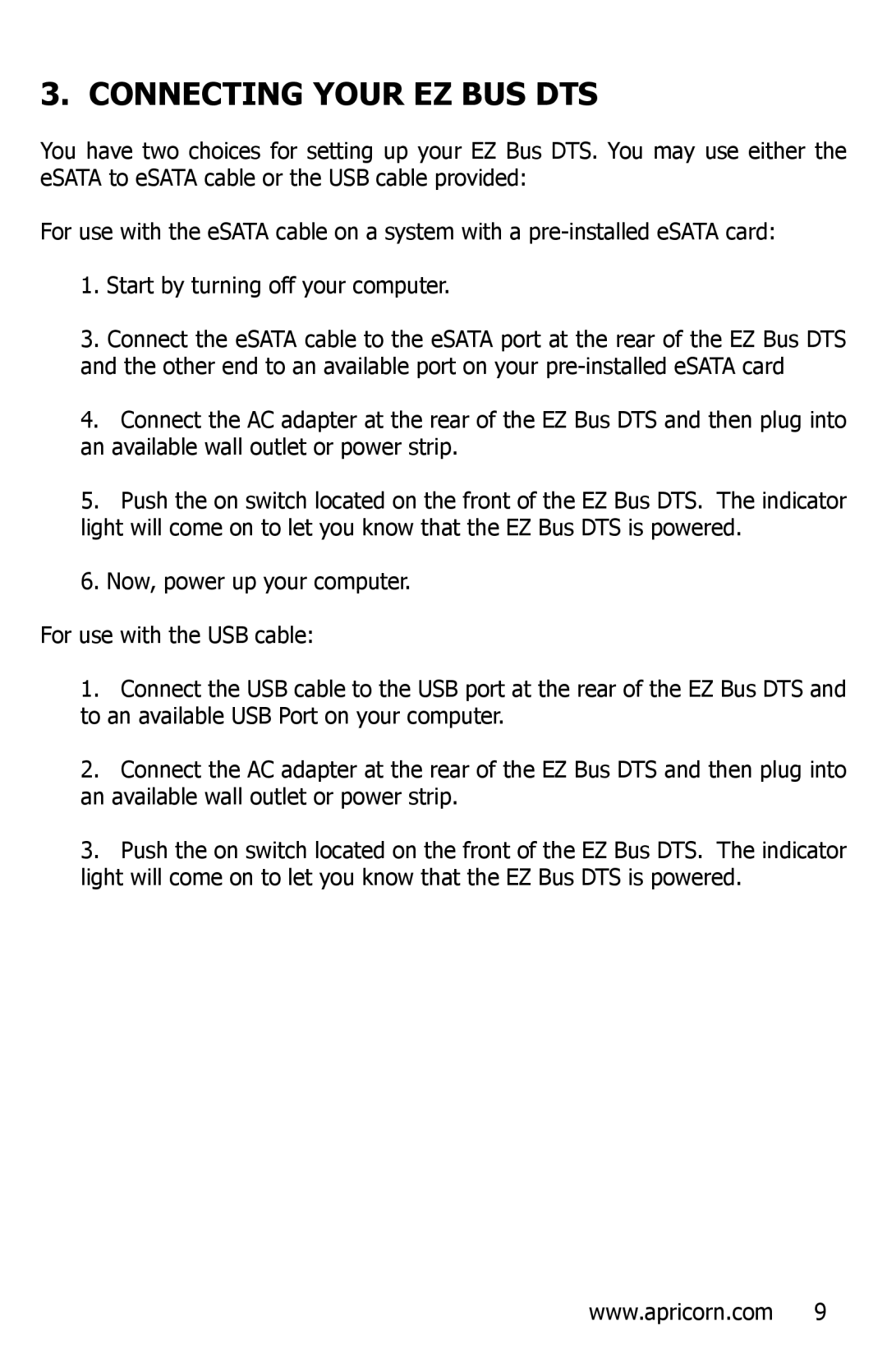 Apricorn EZ Bus DTS manual Connecting Your EZ BUS DTS 