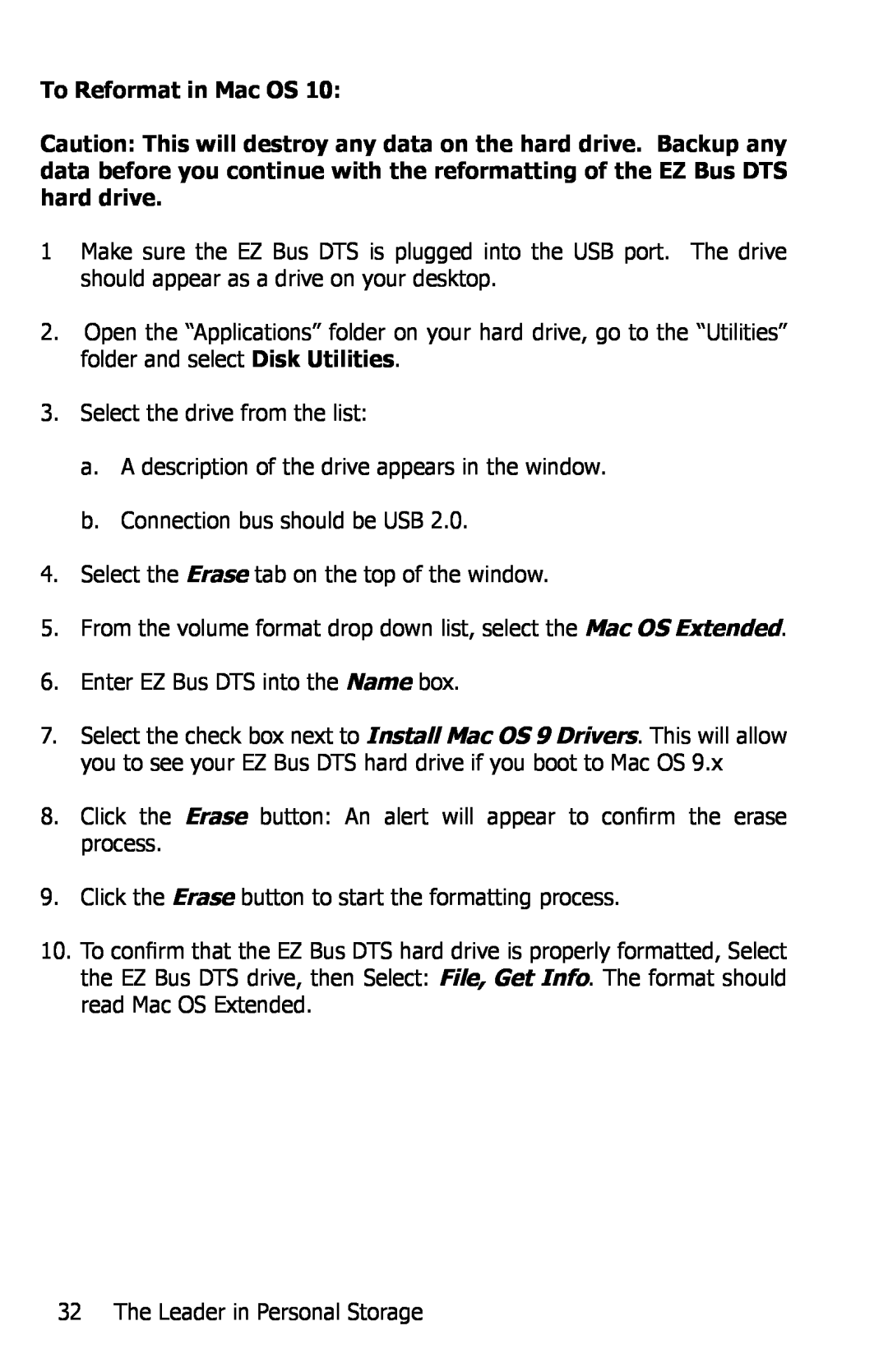 Apricorn EZ Bus DTS manual To Reformat in Mac OS, Select the drive from the list 