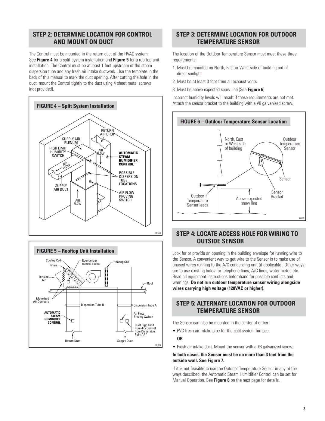 Aprilaire 1150, 1160 Locate Access Hole for Wiring to Outside Sensor, Determine Location for Control and Mount on Duct 