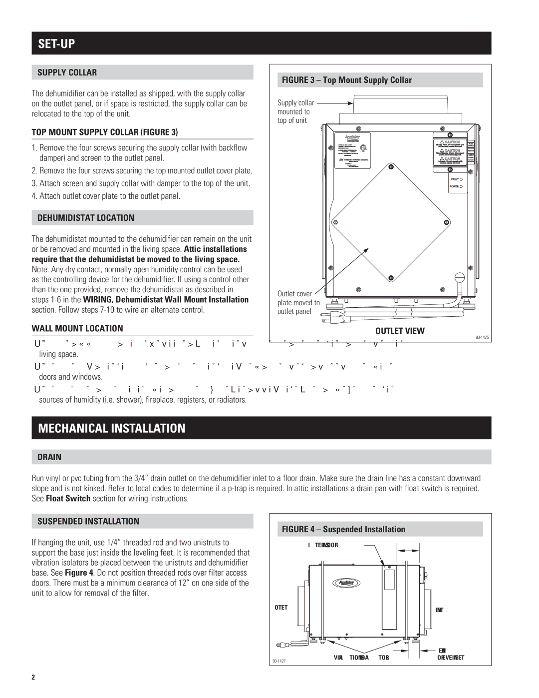 Aprilaire 1730A specifications Set-Up, Mechanical Installation 