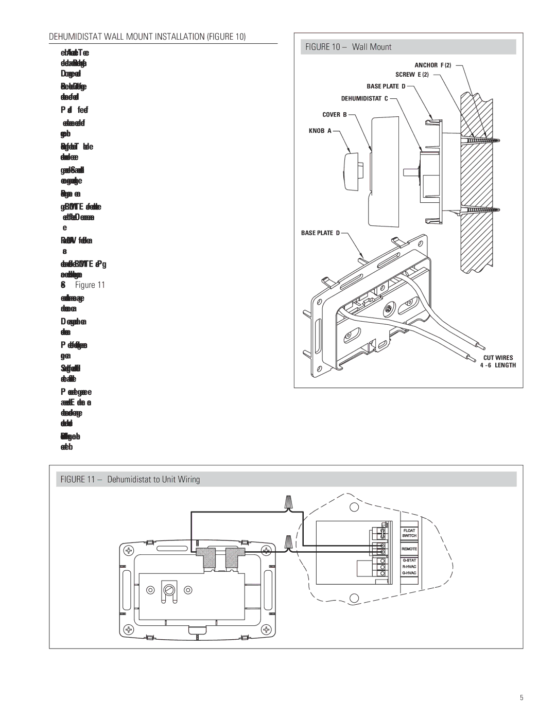 Aprilaire 1730A specifications Dehumidistat Wall Mount Installation Figure, Dehumidistat to Unit Wiring 