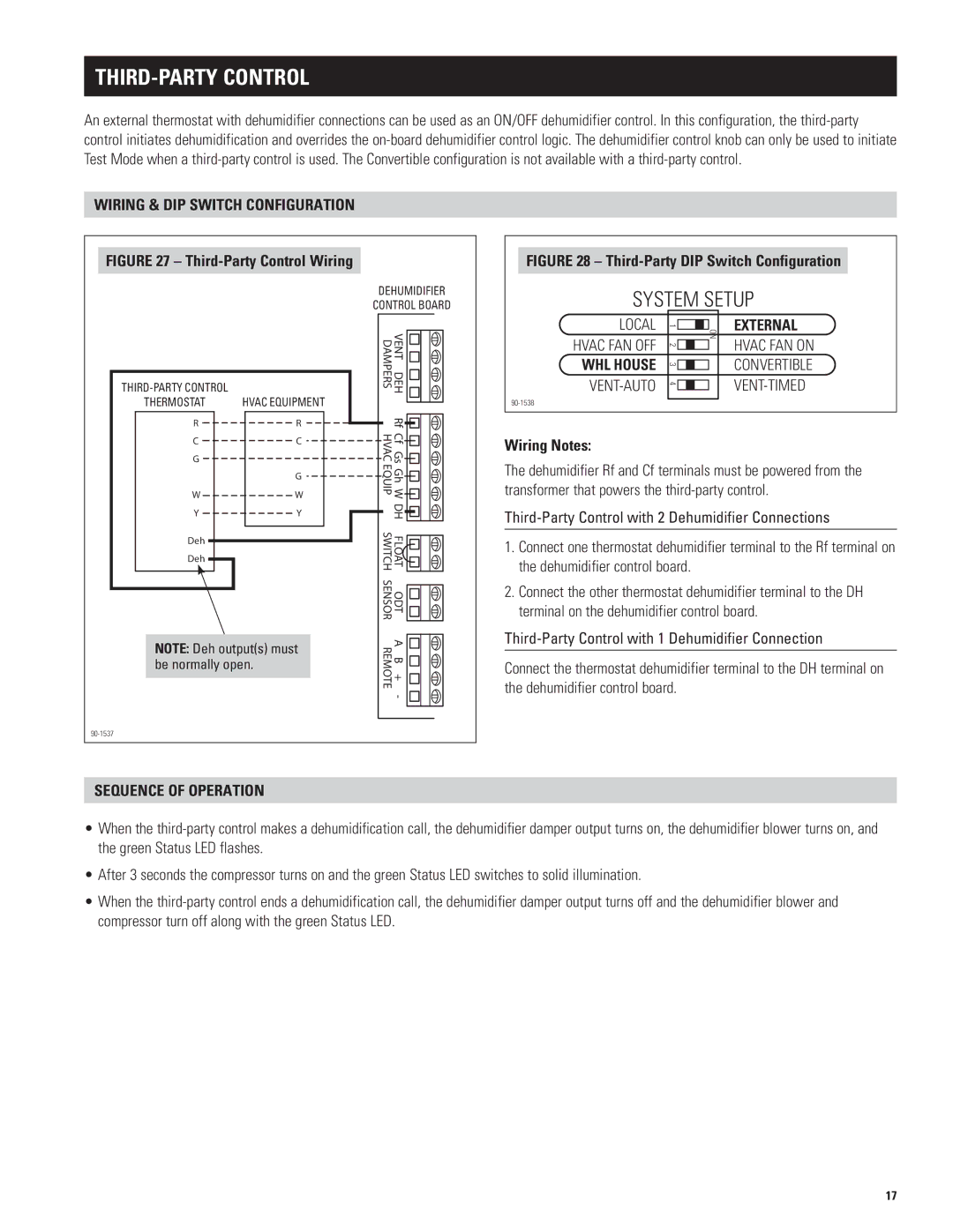 Aprilaire 1750A, 1770A installation instructions Third-party control, External 