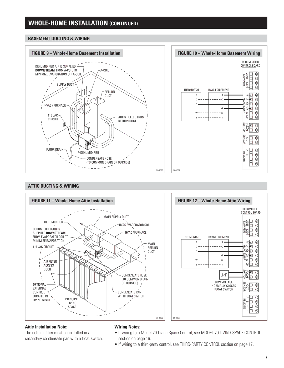 Aprilaire 1750A, 1770A installation instructions Basement Ducting & Wiring, Attic Ducting & Wiring, Attic Installation Note 