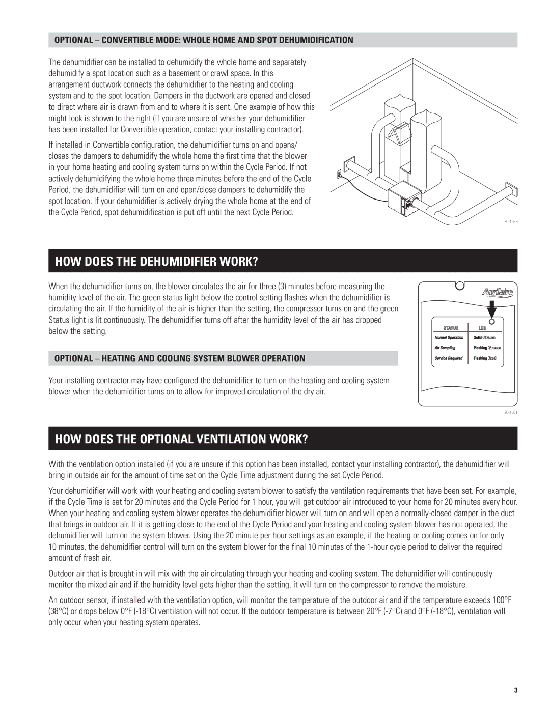 Aprilaire 1750A, 1770A owner manual How Does the Dehumidifier Work?, How Does the Optional Ventilation Work? 