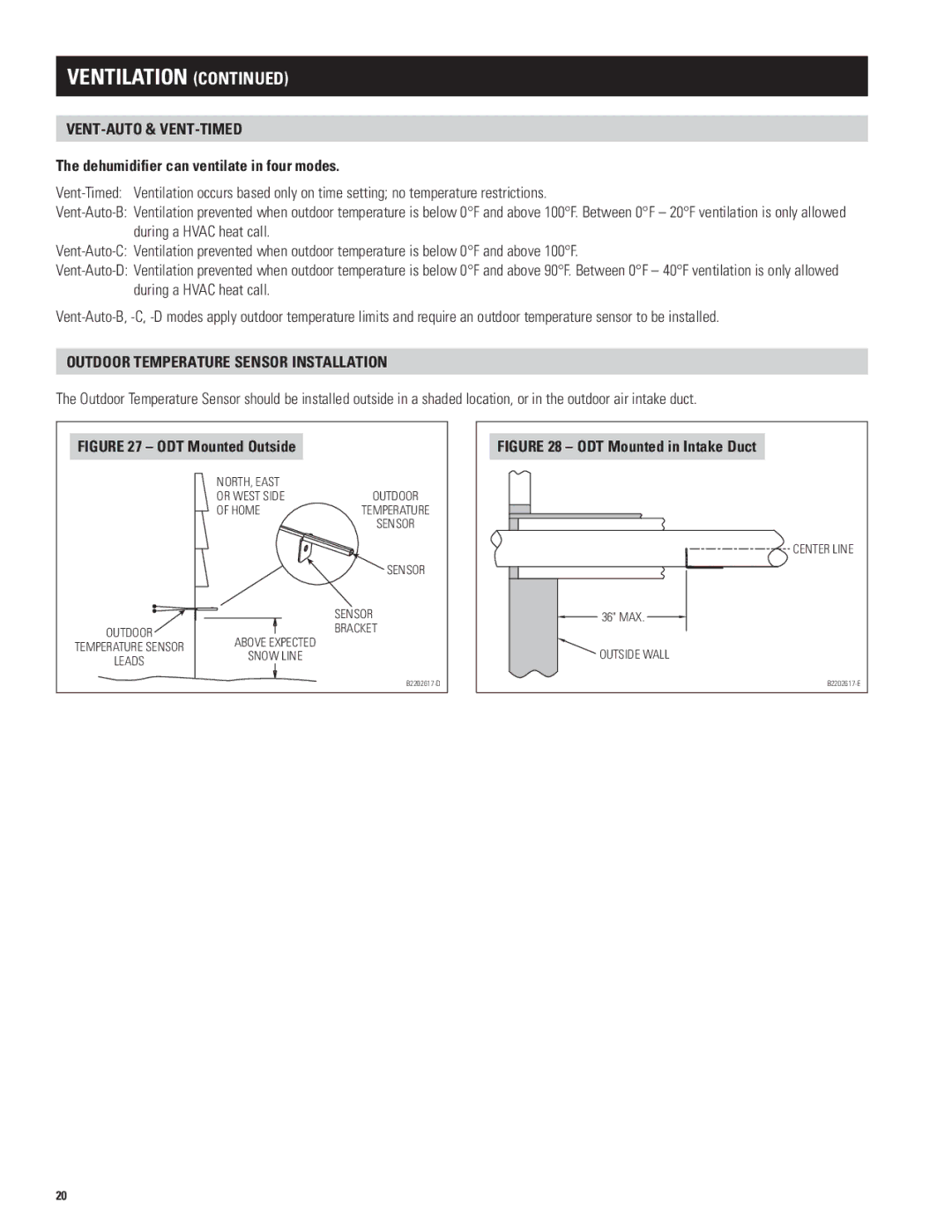 Aprilaire 1830, 1850w Ventilation, Vent-Auto & Vent-Timed, Dehumidifier can ventilate in four modes 