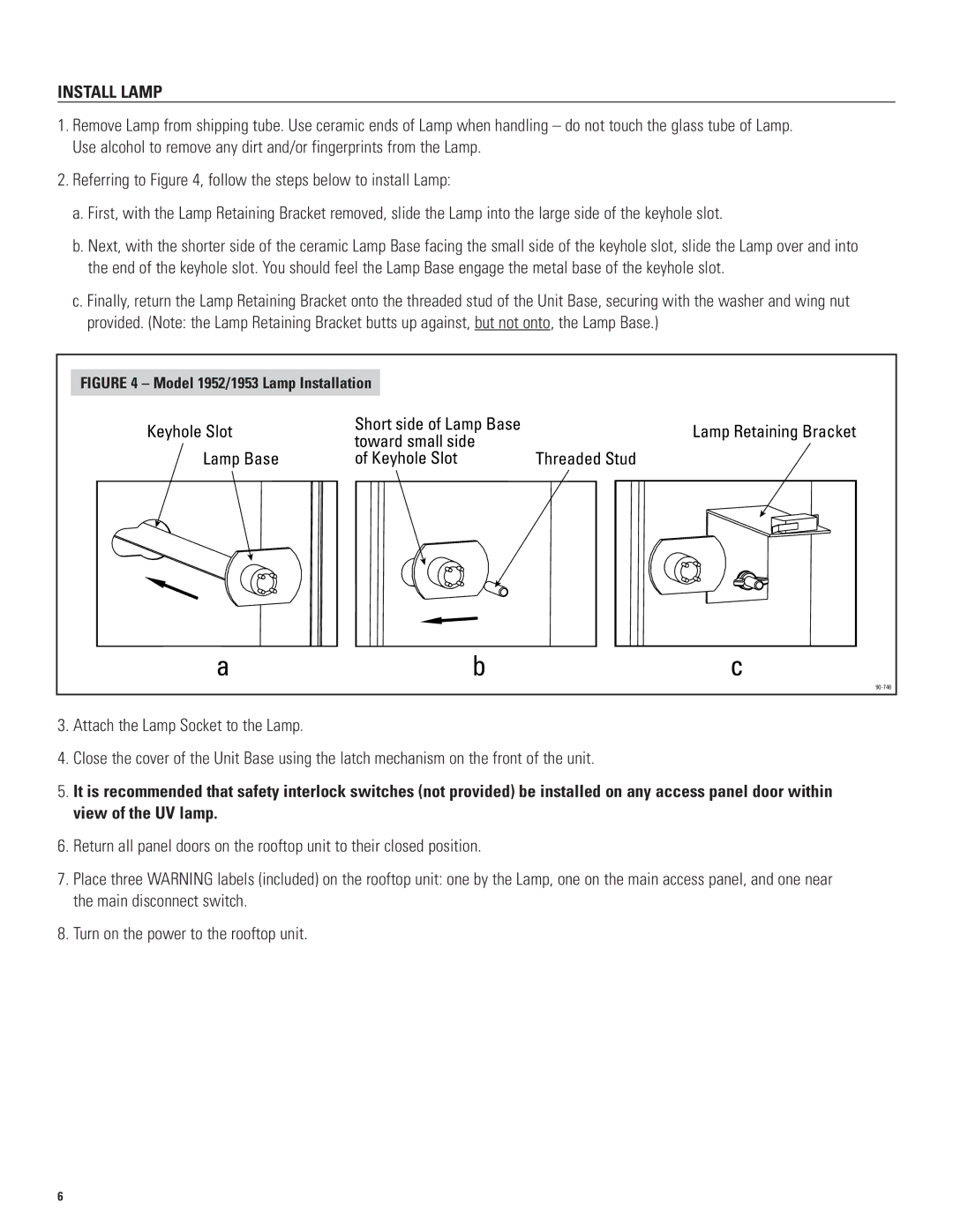 Aprilaire 1953 & 1972 service manual Install Lamp, Model 1952/1953 Lamp Installation 