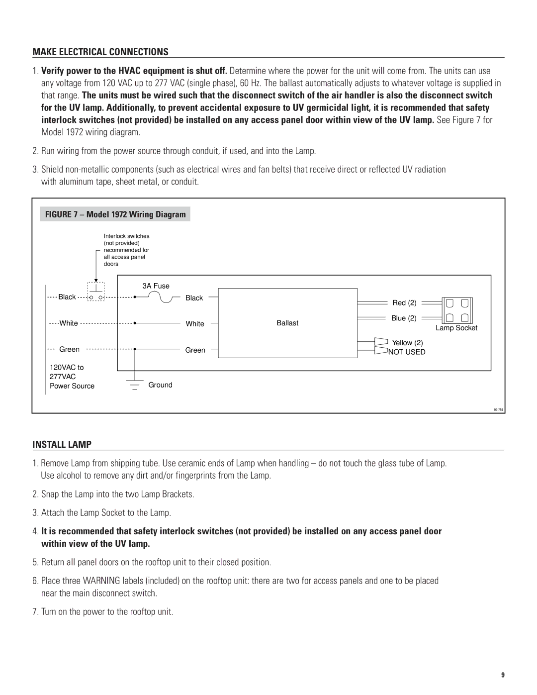 Aprilaire 1952, 1953 & 1972 service manual Model 1972 Wiring Diagram 