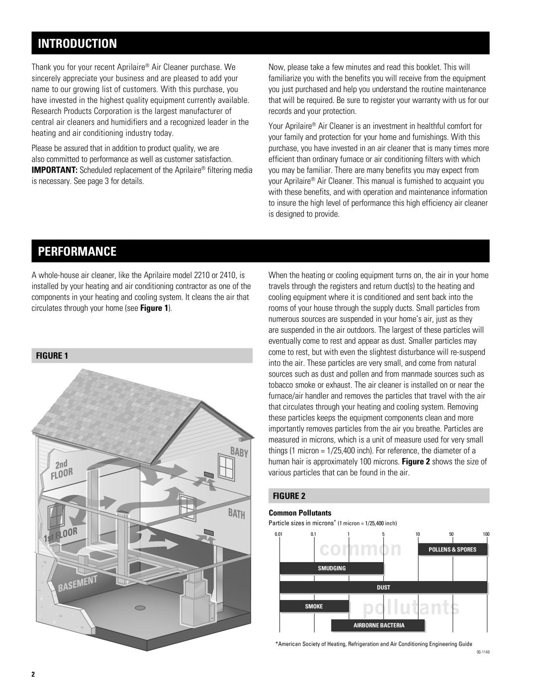 Aprilaire 2210, 2410 owner manual Introduction, Performance 